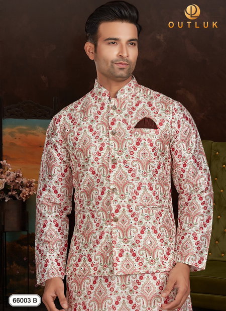 Multi Colour Outluk 66 B Fancy Function Wear Heavy Designer Jacket Collection 66003-B